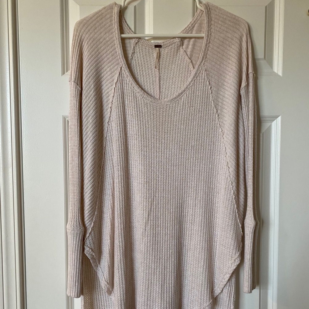 Free People waffle knit cream sweater